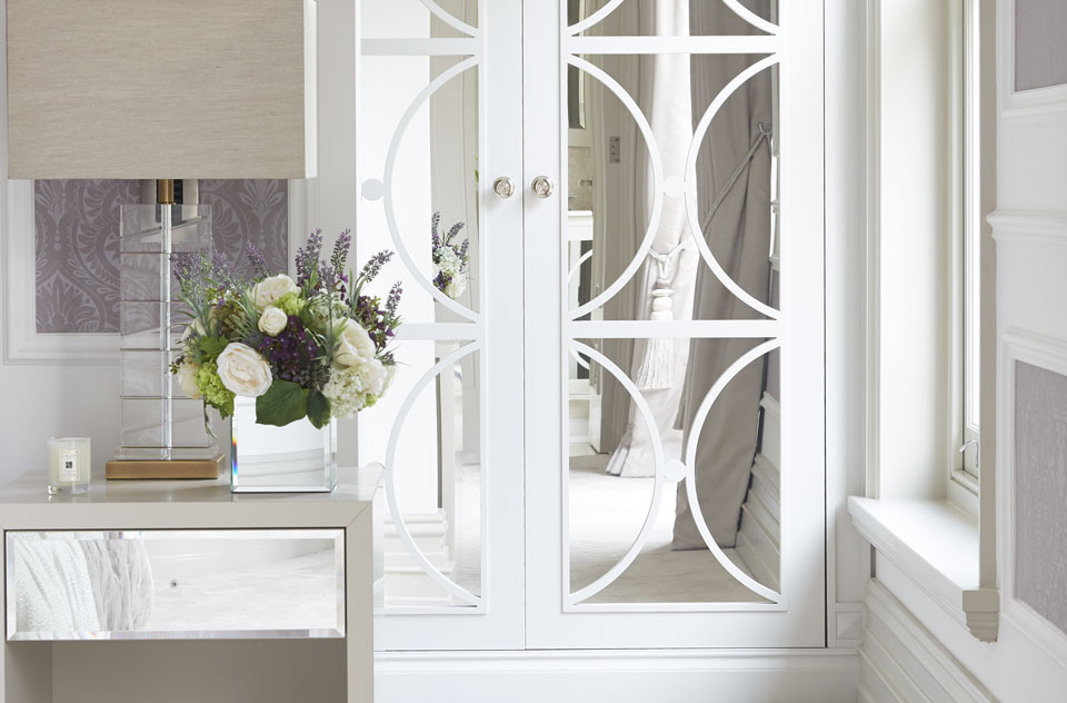 Custom made mirrored wardrobes hand painted in white